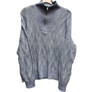 Madison & Hudson Woman's Blue Pullover 1/4 Zip Sweater Size 1X Style GS64251X